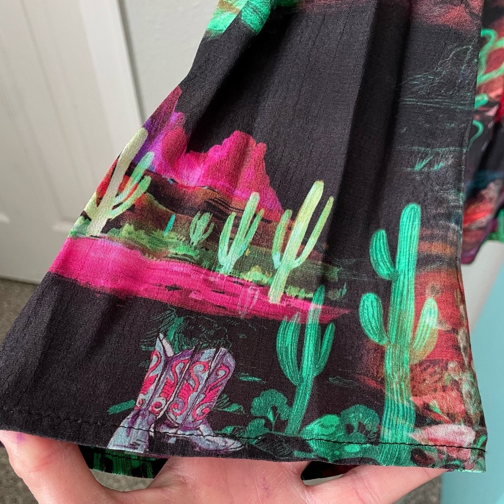 Nasty Gal Black Desert Print V-Neck Rodeo Plunge Minidress Sz 6 New With Tags - Picture 4 of 15